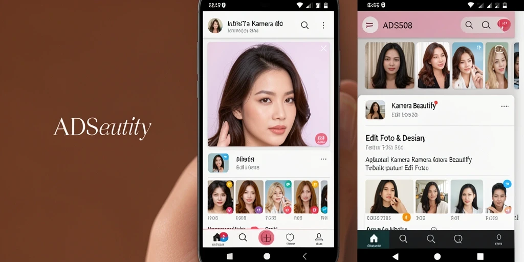 Tampilan antarmuka <strong>ADS508</strong> dengan fitur Kamera Beautify yang menarik.