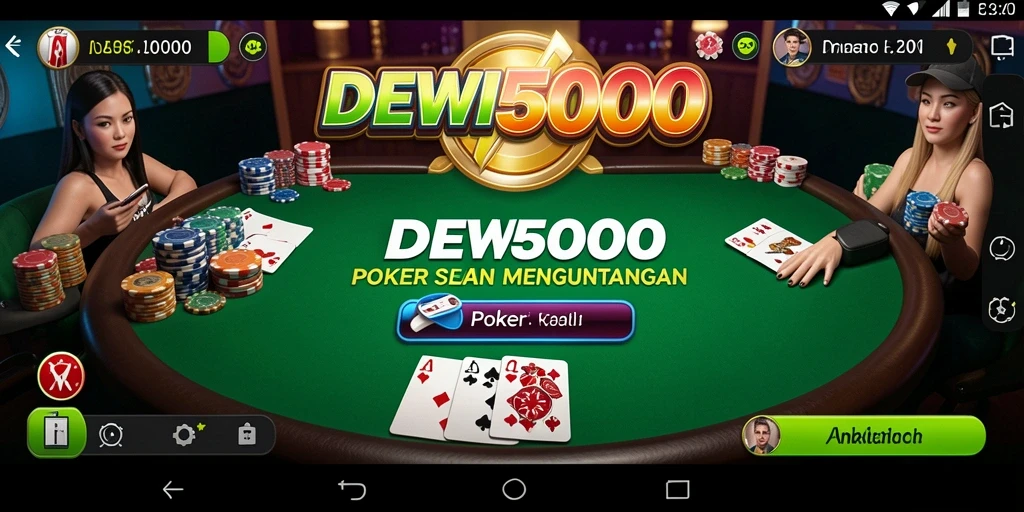 Antarmuka utama DEWI5000 dengan fitur poker yang menarik.