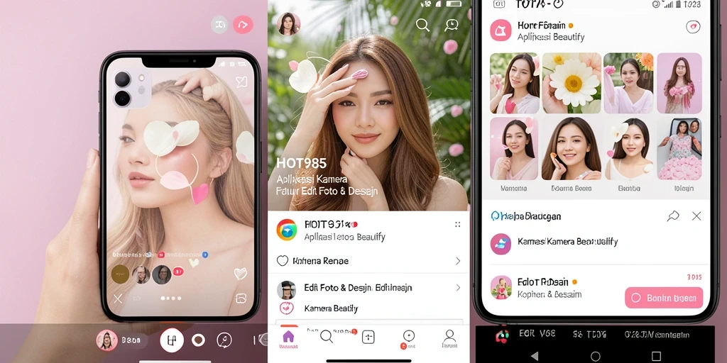 Screenshot HOT985 menampilkan antarmuka yang ramah pengguna dengan berbagai fitur edit foto.