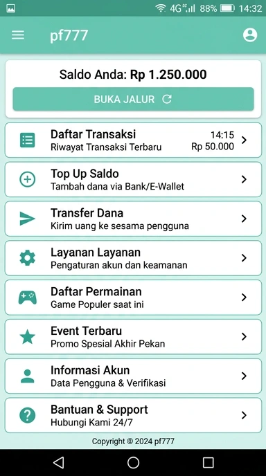 Tampilan link alternatif pf777