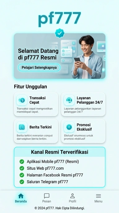 Tampilan kanal resmi pf777